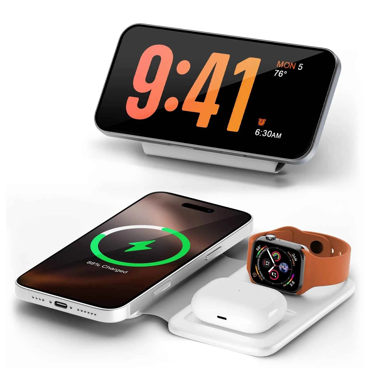 15W Wireless Chargers Magnetic 3 in 1 Foldable Stand Pad Dock Fast Charg Travel iPhone17 16 15 14 13 Pro Max Apple Watch Airpod