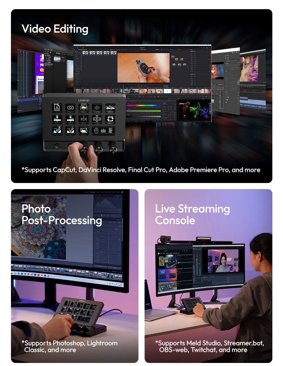 Ulanzi D200X All-in-One Creative Deck Desktop Control Hub for Video Photo Post-Processing Console Ecosystem Smart Lighting