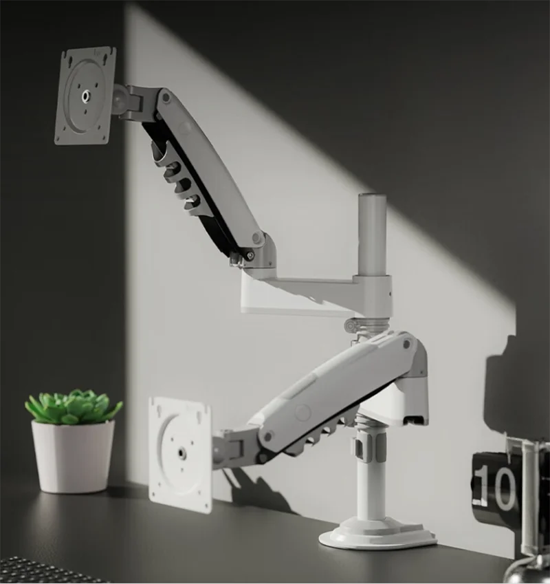 Desktop Double Monitor Holder Arm Gas Spring Full Motion 17'-27' LCD TV Mount Ergonomic Dual Arm Clamp Bracket 2-9kgs Each H180