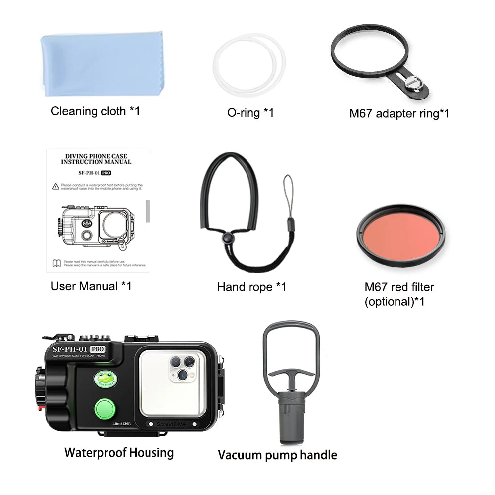 Seafrogs Professional 40m/130ft Diving Swimming Snorkeling Photo Bluetooth Waterproof Phone Case For Samsung S22Ultra 14 Pro Max