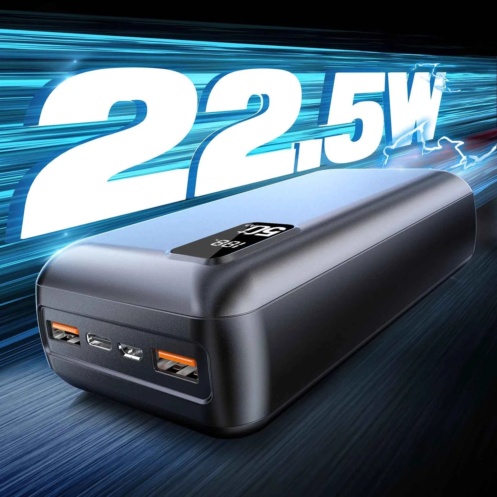 hganus 22.5W Power Bank 50000mAh QC PD3.0 Fast Charging Powerbank Portable Charger External Battery For iPad iPhone17 Xiaomi