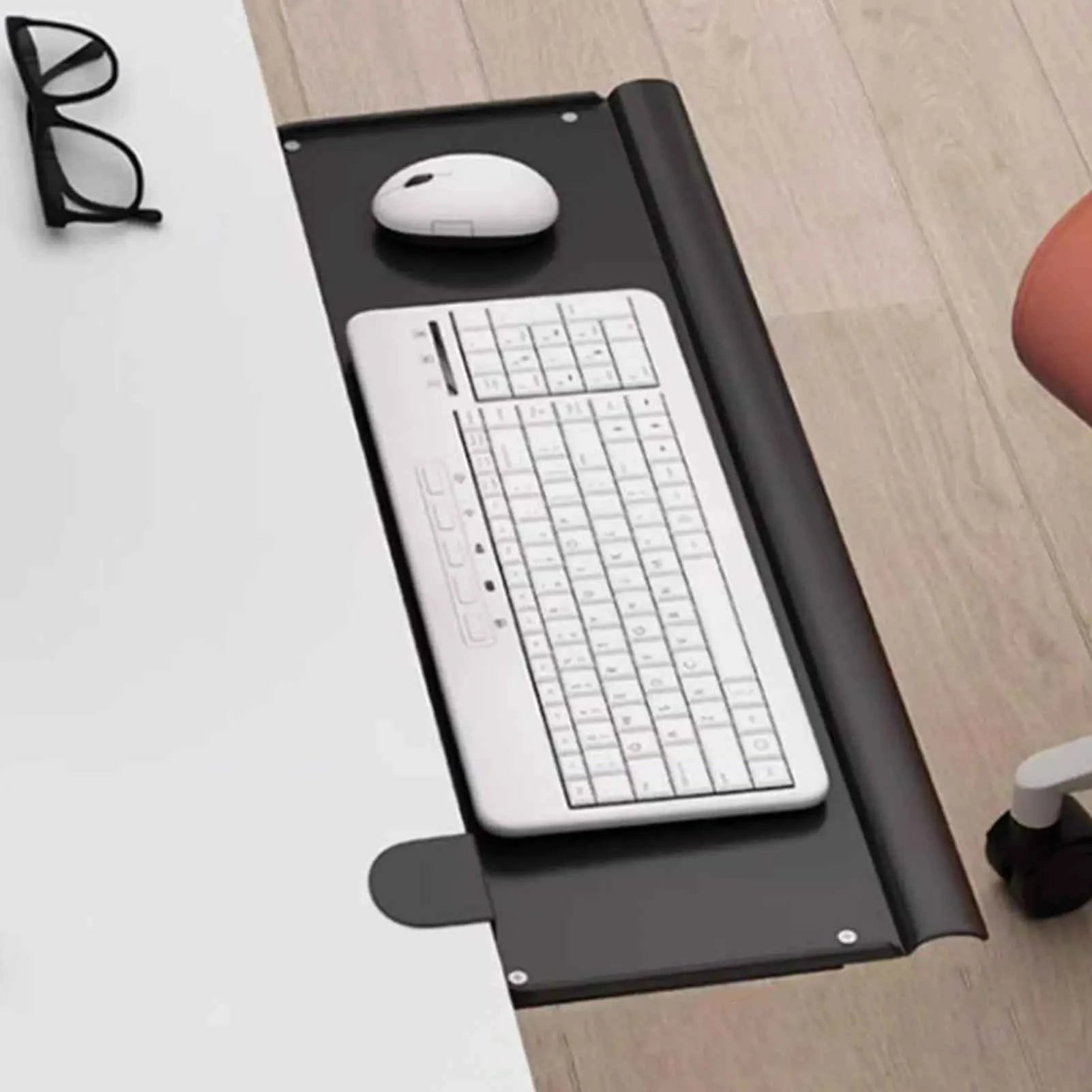 Keyboard Rails Under Desk No Drill Adjustable Rail Extender Sliding Keyboard Tray Under Desk For Computer Stand Office Bedroom
