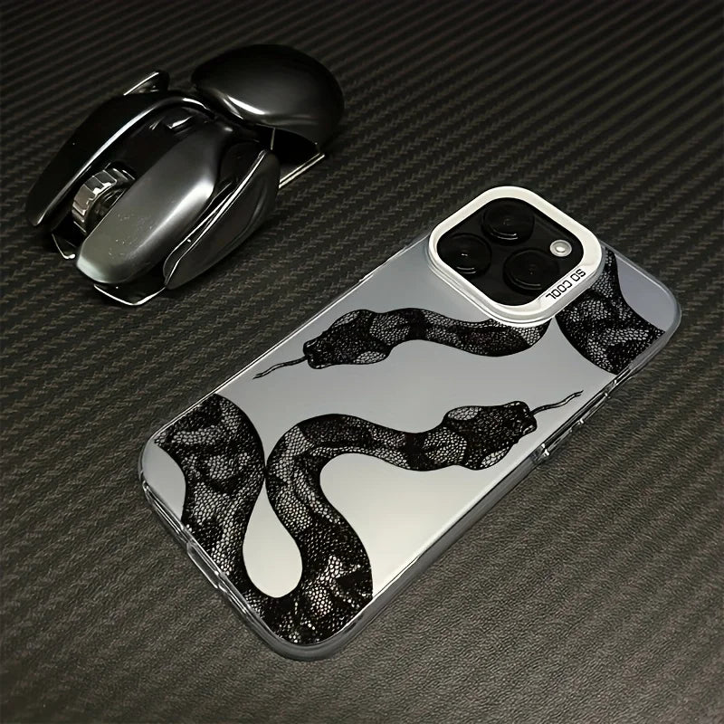 Black Snake, Laser Drop Resistant Color Silver, For iPhone17 16 15 14 13 12 11 Pro Max Plus Case Energy Case