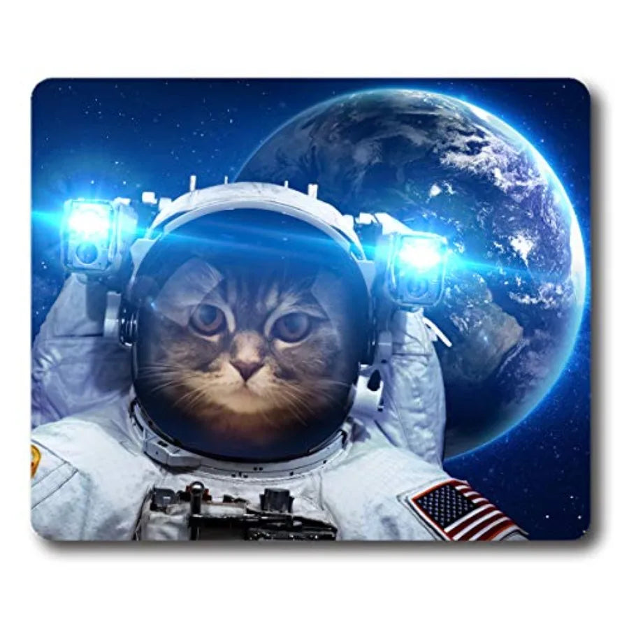 Mouse Pad Beautiful Cat in Outer Space Personality Design Mouse Mat Gaming Non-Slip Rubber Mousepad