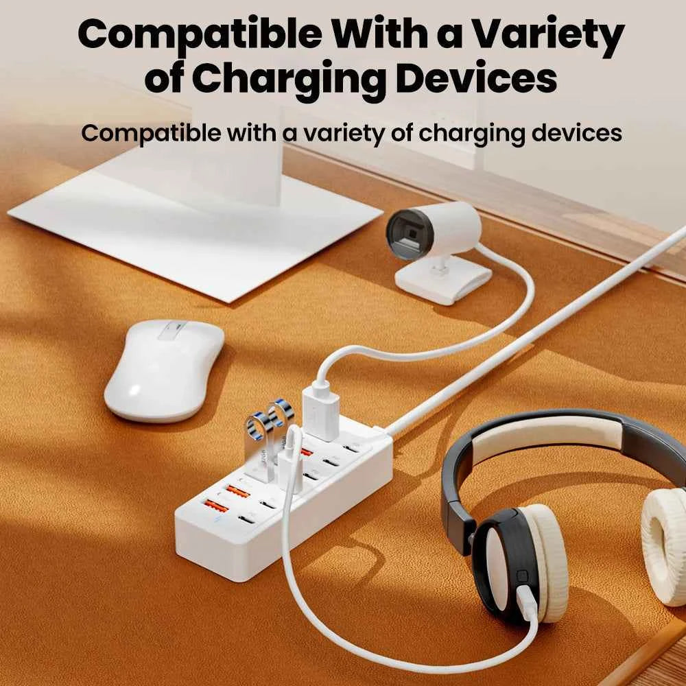 12 IN1 Power Strip Multi Port USB Charger Station Wall Desktop Power Adapter USB Type C Fast Charging Charger For iPhone Samsung