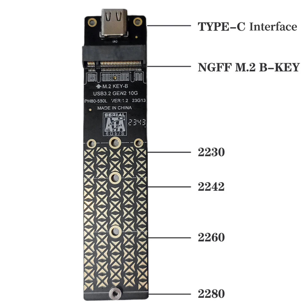 M.2 SSD SATA/NVMe To USB 3.1 Adapter B+M Key/M Key M2 To USB3.1 SSD Riser Card Hard Disk Box Adapter for 2230/2242/2260/2280 SSD
