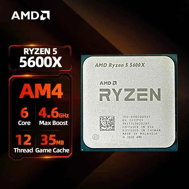 AMD Ryzen 5 5600X Processor 4.6GHz 6-Core 12-Thread 35MB Game Cache 7NM TDP 65W Socket AM4 Desktop CPU for PC Gamer