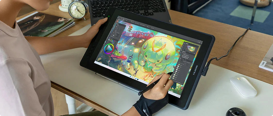HUION Kamvas Pro 16 Graphics Tablet Display 120%sRGB Drawing Pen Tablet Monitor 8192 Levels Tilt Function Stylus Shortcut Keys