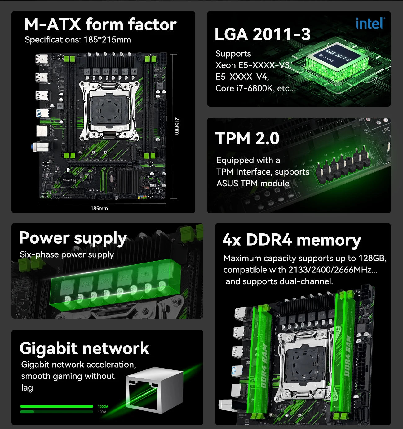 MACHINIST X99 Motherboard X99 PR9 Support TPM2.0 LGA 2011-3 Intel Xeon E5 V3&V4 CPU DDR4 RAM SATA/NVME M.2 Slot USB3.0