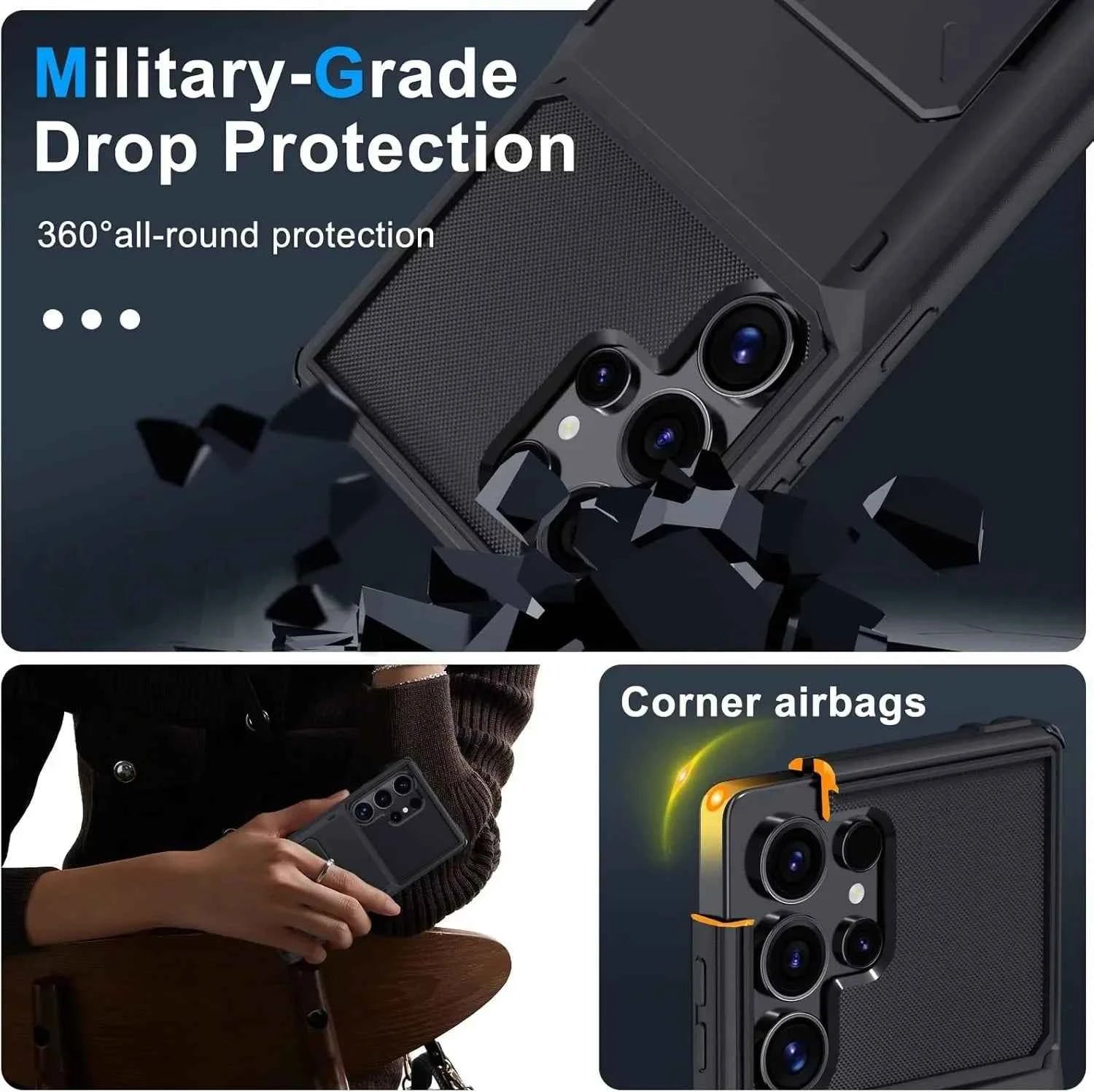 For Samsung Galaxy S26 Ultra S25 S24 S23 S25 FE A17 A56 A37 Card Holder Case Heavy Duty Wallet Hidden Flip Slot Protective Cover