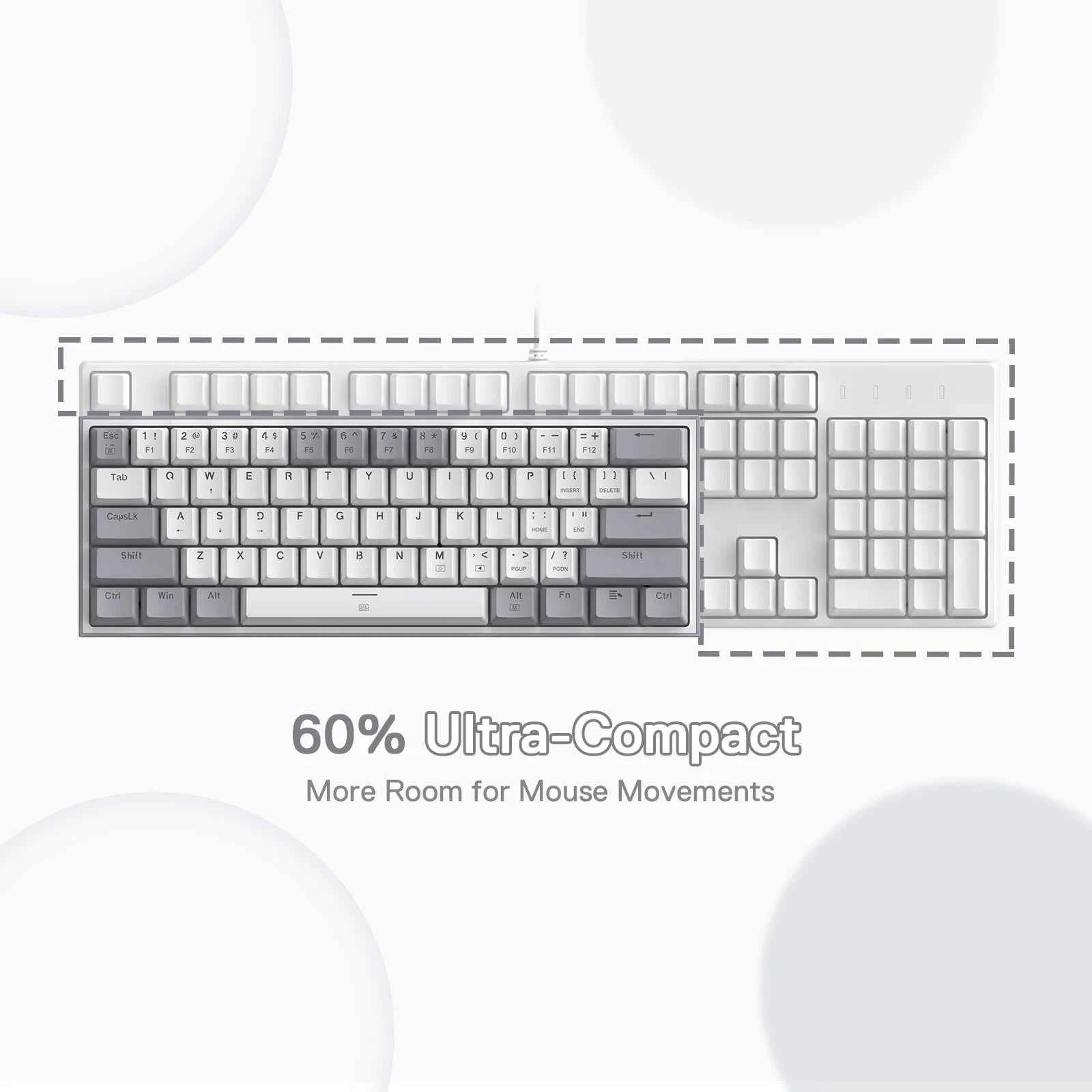 Redragon K617 Fizz 60% Wired RGB Gaming Keyboard, 61 Keys Hot-Swap Compact Mechanical Keyboard Red Switch