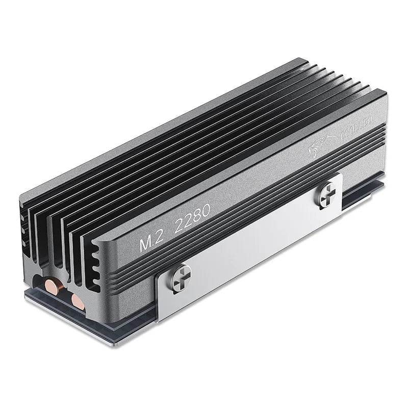 COOLLEO M.2 2280 SSD Heat sink with 14.8W/MK Thermal Pad 2 Heat Pipes Solid State Drive Radiator For M.2 NVMe 2280 SSD Cooler - WinSupport Tech