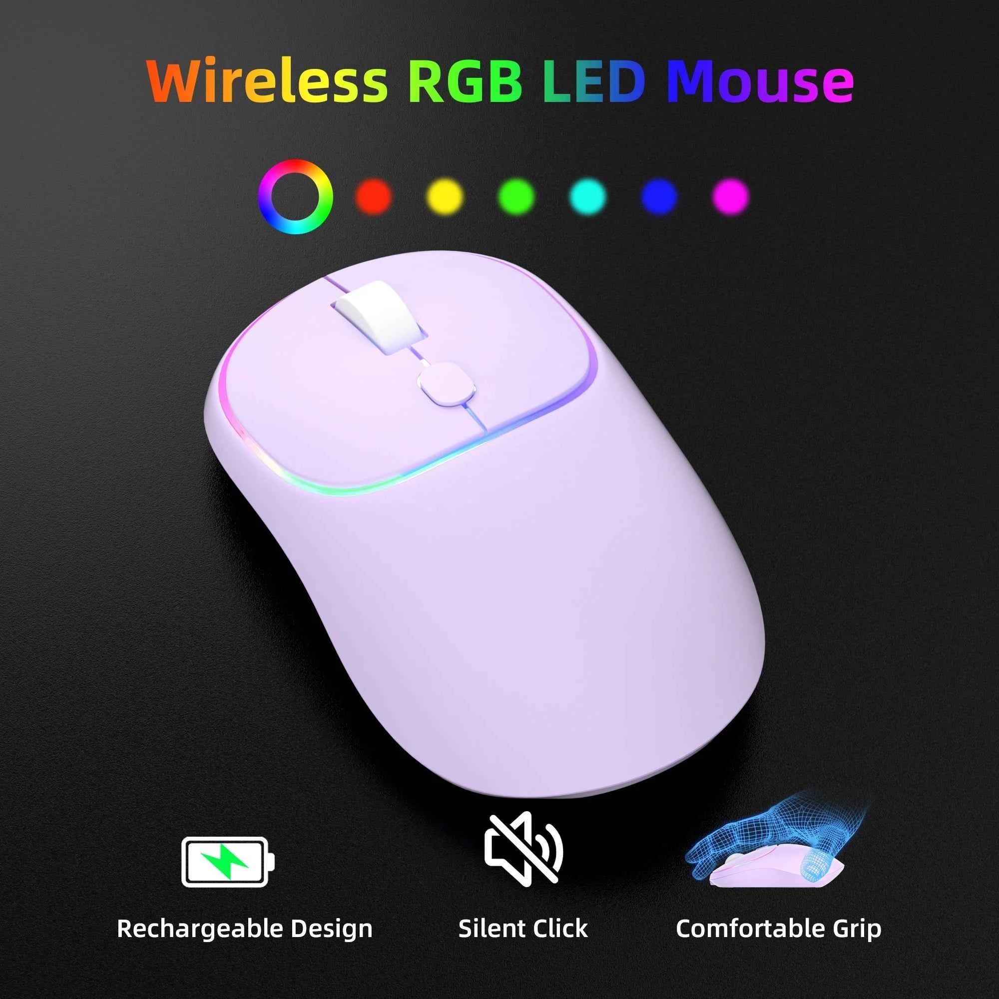 MageGee V550 Wireless Gaming Keyboard and Mouse, 2.4G Full-Sized RGB LED Computer Keyboards with Transparent Shell, Rechargeable