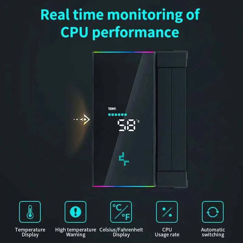 DeepCool AK500S Digital Display CPU Cooler 5 Heat pipes TDP 240W Cooling ATX PC Radiator For LGA1700/1200 115X AM4 AM5