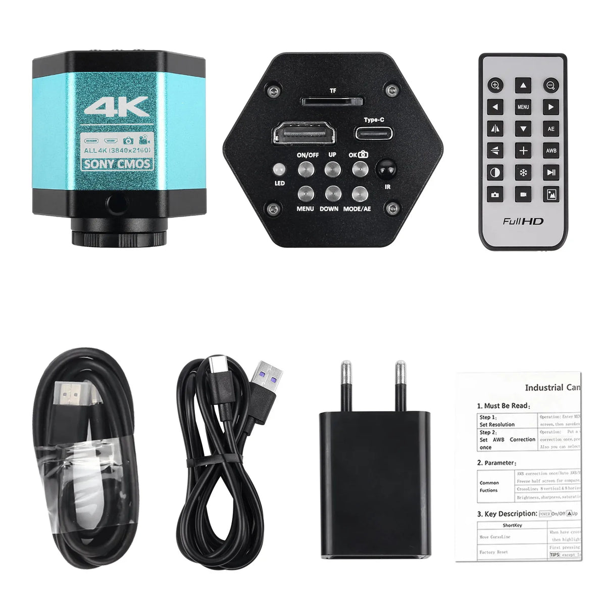 4K Microscope 48MP Digital Microscope For Electronics USB Industrial Cameras HDMI 1-150X Zoom C-Mount Lens Phone Pcb Soldering