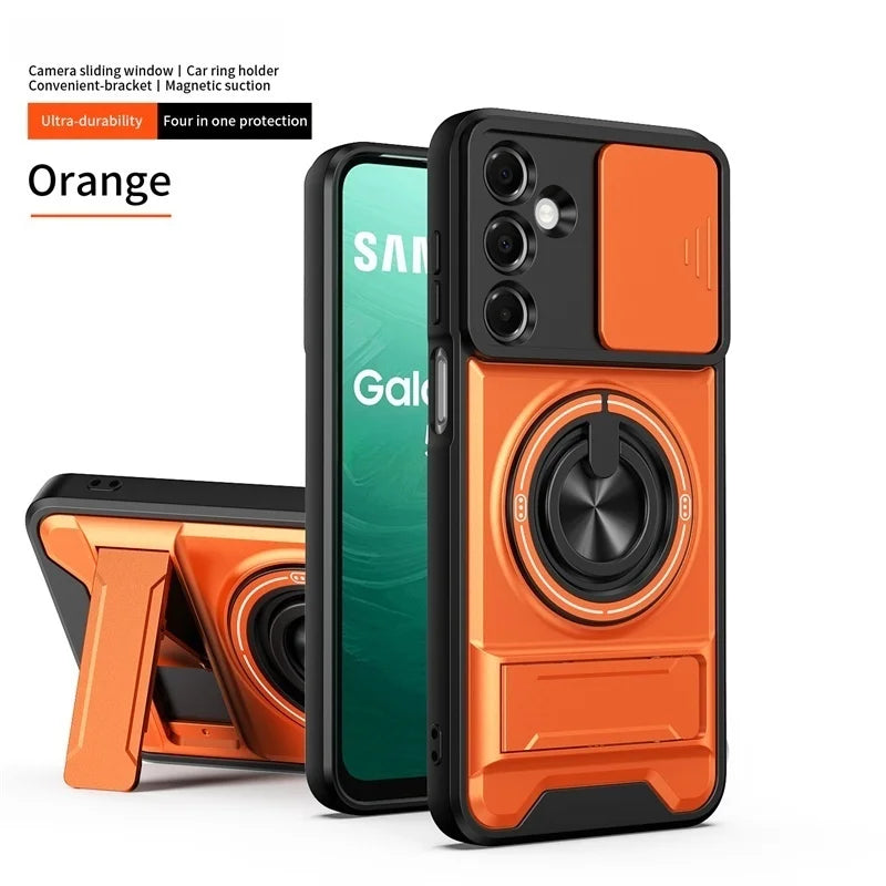 Case For Samsung Galaxy S26 S25 S24 S23 S22 Ultra PLus S26 Edge S25FE S24FE Armor Magnetic Stand Holder Ring Lens Protect Cover