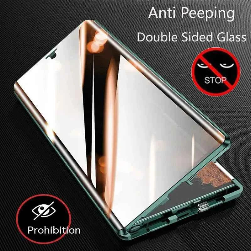 Anti Peeping Metal Phone Case For Samsung Galaxy S25 S24 S23 S26 Ultra Plus 360 Degree Privacy Protection Magnetic Phone Cov