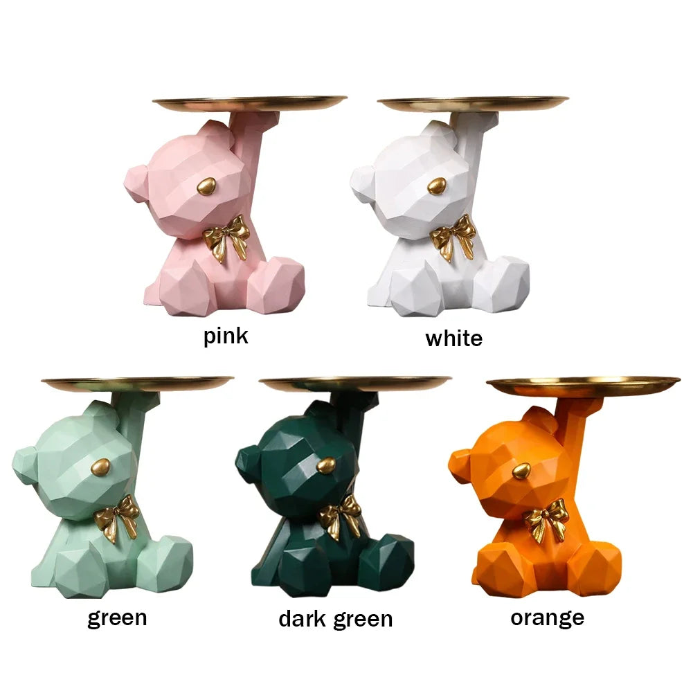 Resin Storage Box Crafts Geometric Bear Resin Desk Decoration Candy Sundries Household Supplies for Office Coffee Shop