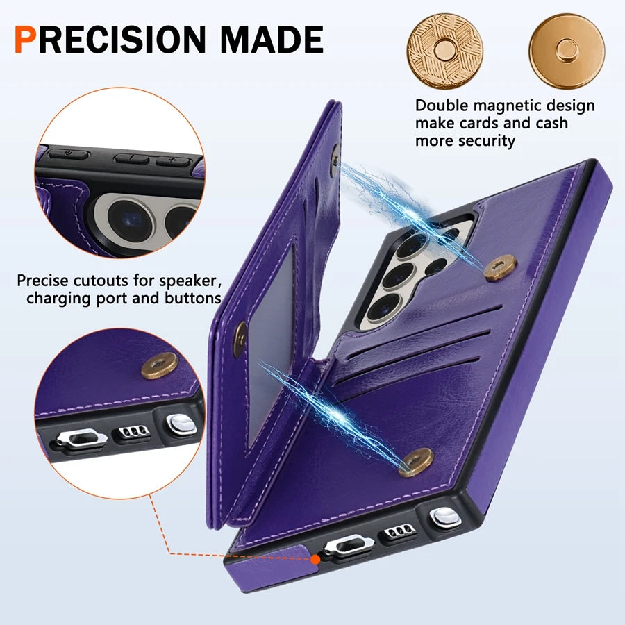 Wallet RFID Blocking Layer Protect Anti-Theft Magnetic Leather Case For Samsung Galaxy S26 Ultra S26 Plus S26 Cover