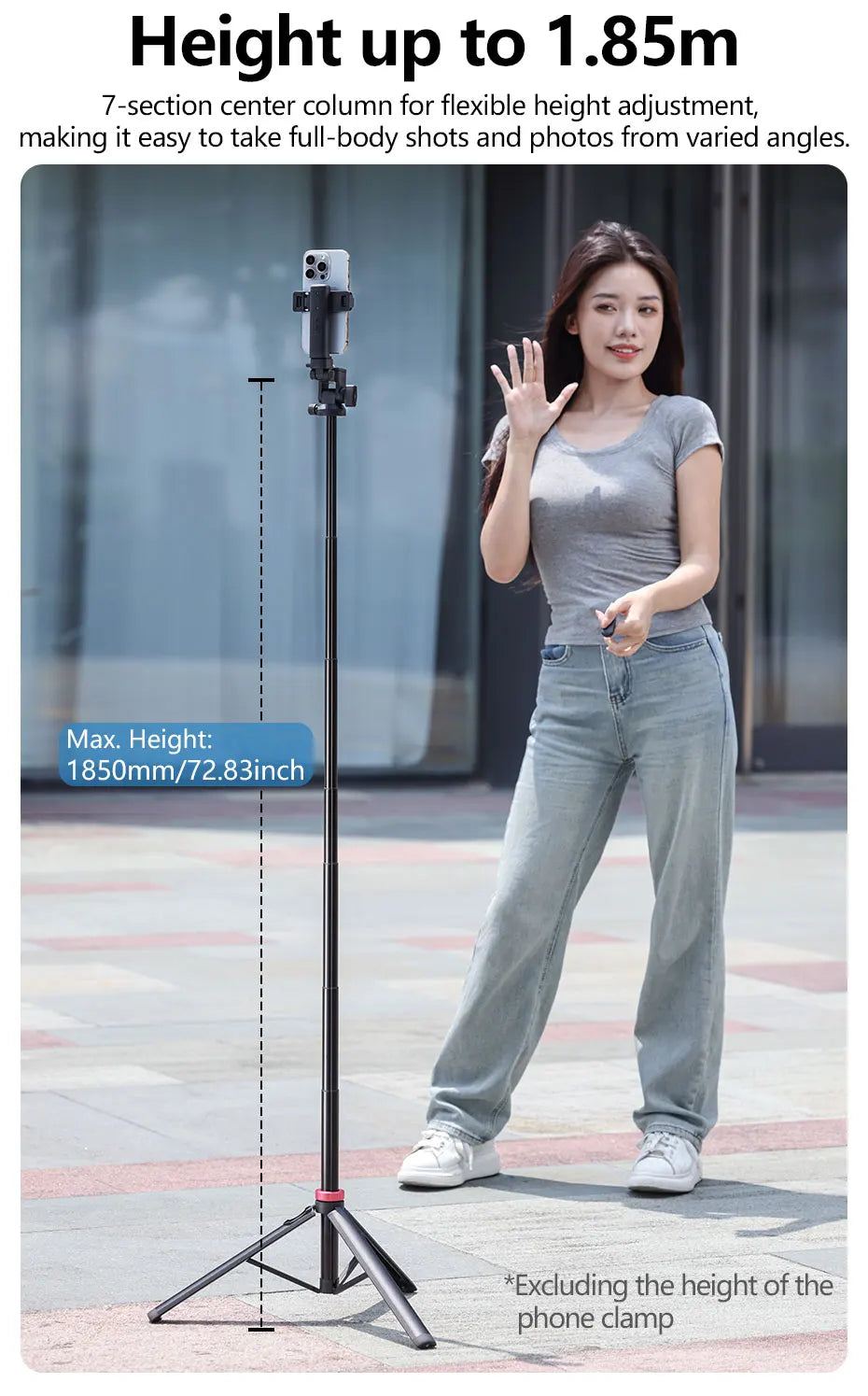 Ulanzi MT-78 1.85M Quick Release Tripod with Remote Phone Holder Cold Shoe Mount 1/4'' for Phone Camera Video Light Flash Mic