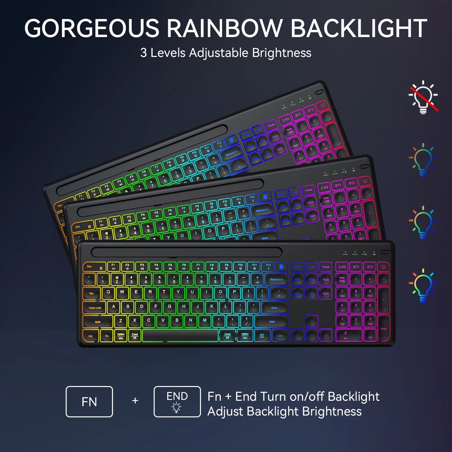 Ergonomic 2.4G Wireless Keyboard Mouse Combo with Phone Holder 1600DPI Backlit Rechargeable Keyboard Mouse Set for Win7/8/10/11