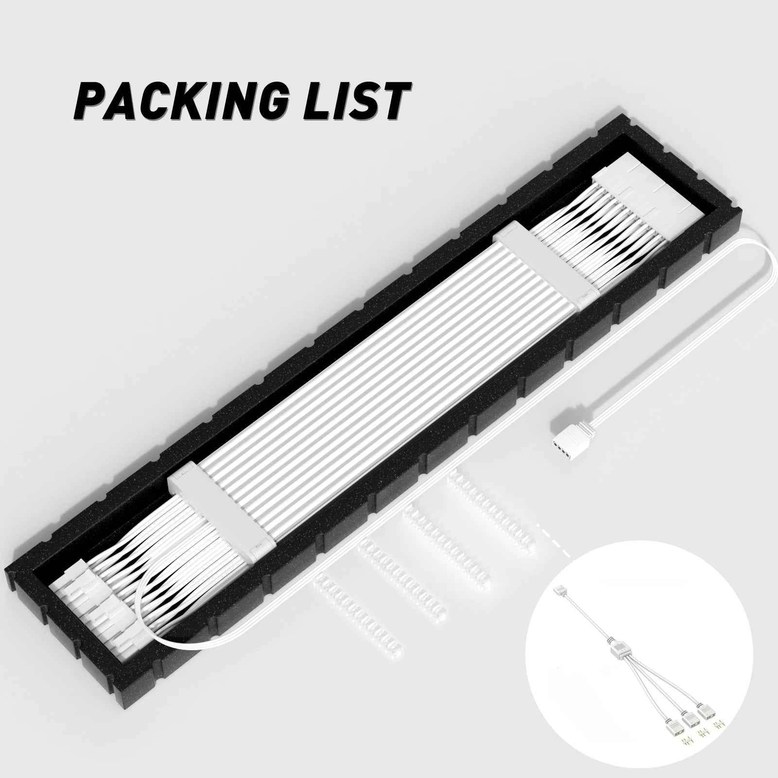 GQZJHOME 24PIN RGB ARGB Extension Cable Kit – 5V 3-Pin Motherboard Sync with 108 LED Beads