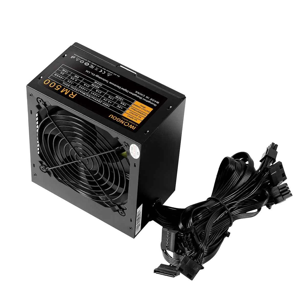 IWONGOU PC Power Supply Unit 500W 600W 750W Black Gaming Quiet 120MM 24pin 12V ATX Desktop Computer Power Supply for BTC