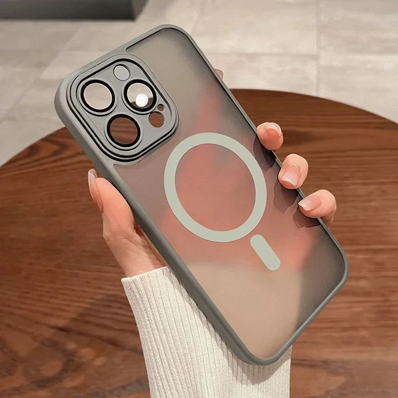 Original Magnetic Wireless Charging Case for iPhone 16 to 12 Pro Max Plus with Lens Protection and Frosted Cover