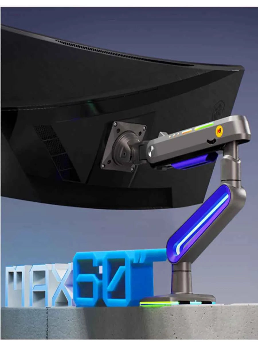 NB G70 F6 E6 Gaming Monitor Arm 32-60 Inch Curved Arc Screen Desktop Ultra Wide Monitor Holder Mount with RGB Light 2-20kgs