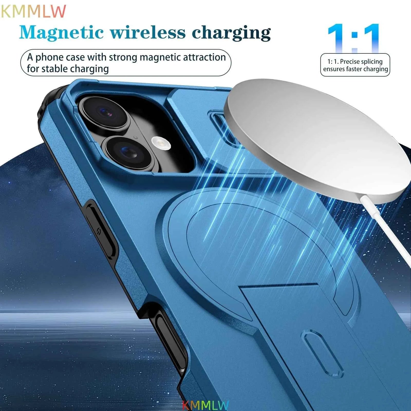 Lens Protect Camera Phone Case for iPhone 16 15 14 13 12 11 Pro Max Plus 16e Magnetic Kickstand Cover