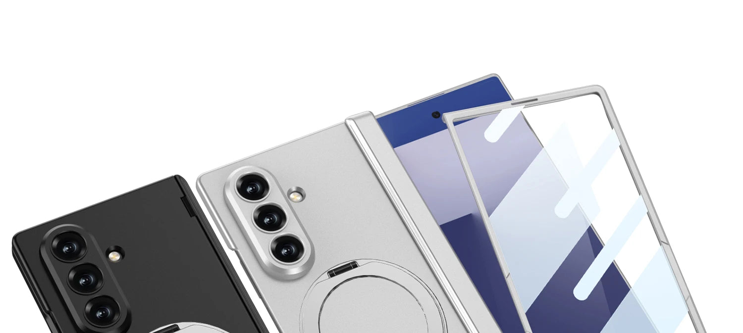 Magsafe Rotating Bracket Case For Samsung Galaxy Z Fold 7 Skin-feel Matte With Glass Film ZFold7 Magnetic Hinge Protective Cover