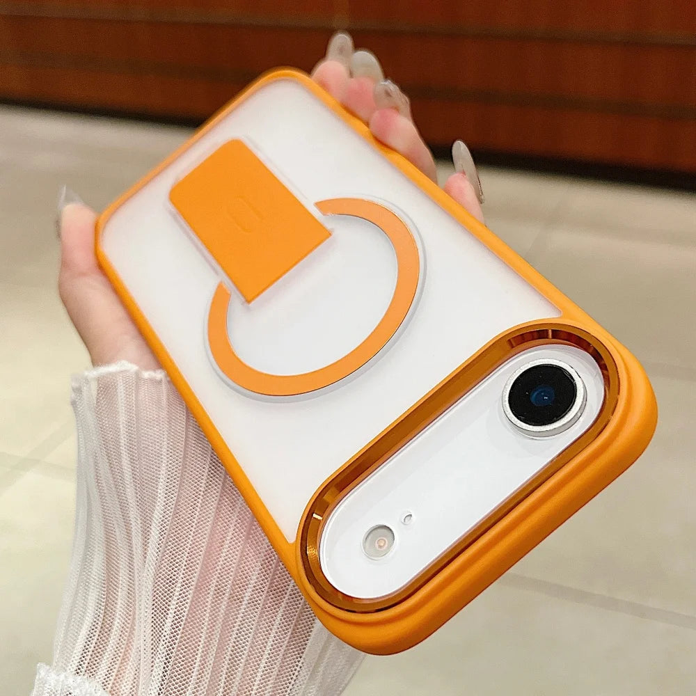 Folding Stand Holder Magnetic Matte Case For iPhone 17 16 Pro Max 15 14 Plus 13 12 For Magsafe Wireless Charge Shockproof Cover