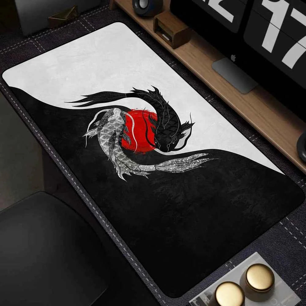 Large Mouse Pad Yin-yang Fish HD Black & White Sakura Computer Office Table Pc Gaming Non-slip Japanese Kawaii Desk Accessories