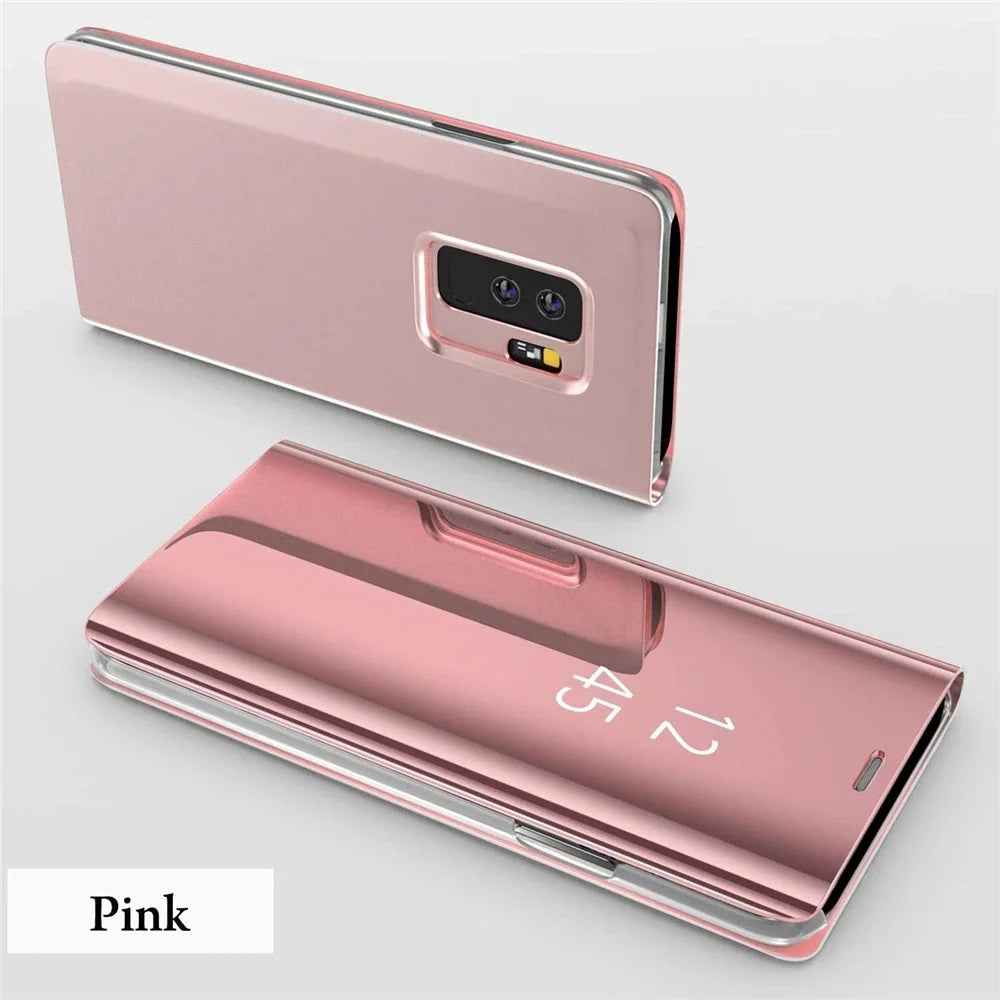 Luxury Smart Case For Samsung Galaxy S25 S24 S23 S22 S21 Ultra S20 S10 S9 Plus S23 FE 5G Mirror Leather Smart Flip Suppor Cover