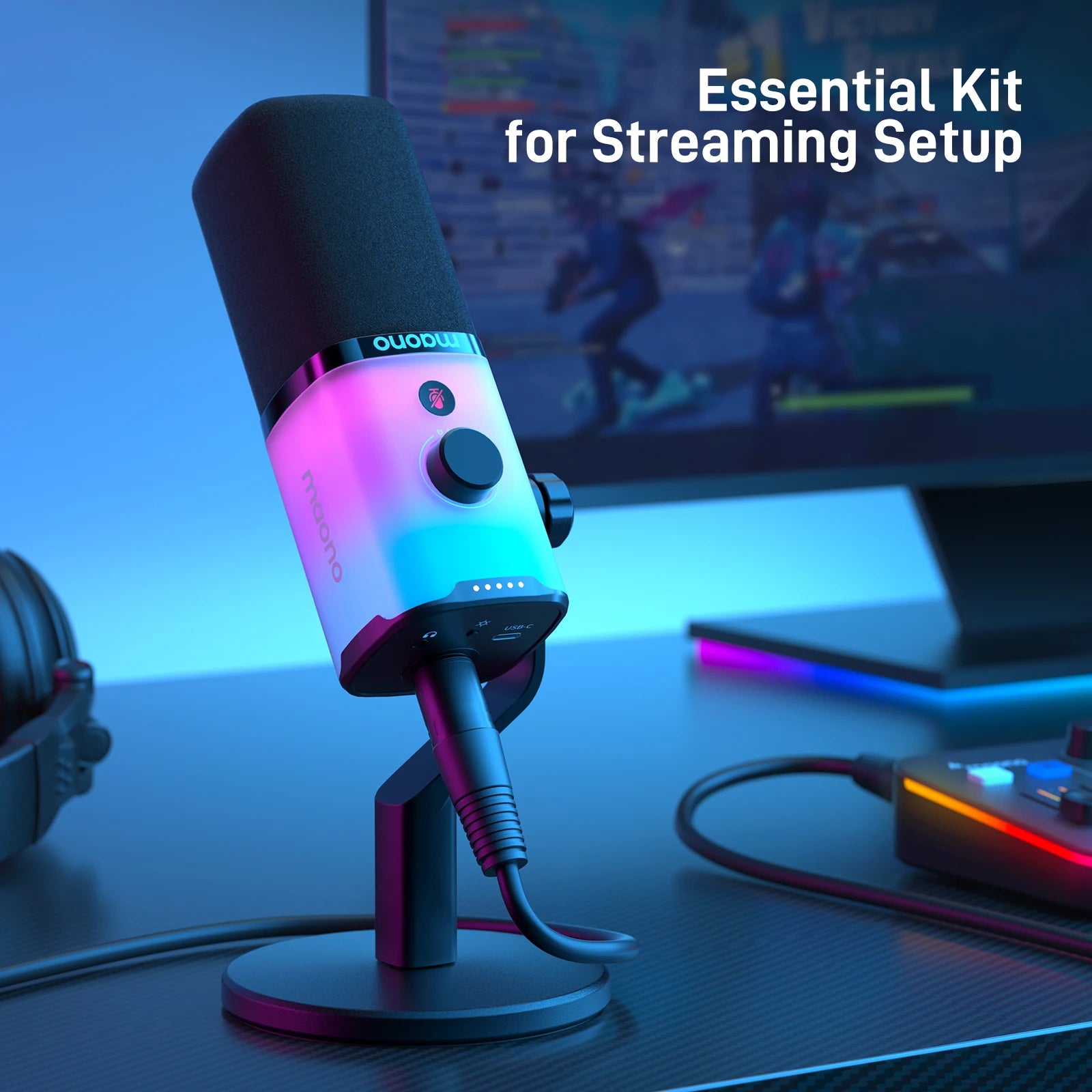MAONO PD100X Gaming MIC, USB/XLR Dynamic Microphone with Noise Reduction, Mute, Headphone Jack, RGB MIC for Gamer Streaming Podcast - WinSupport Tech