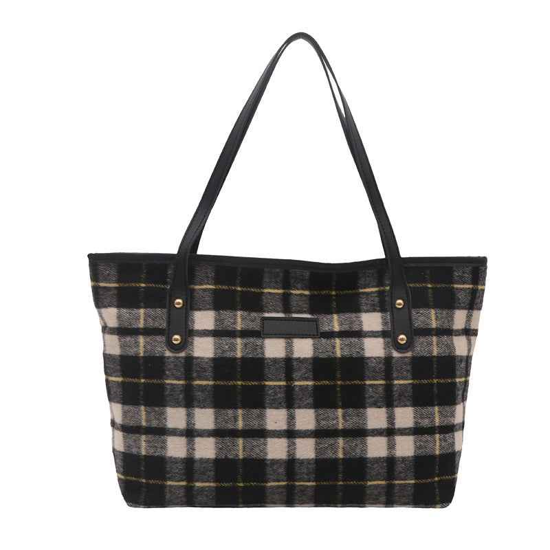 Large Capacity Wool Shoulder Commuter Bag | Women's Everyday Tote with Laptop Compartment