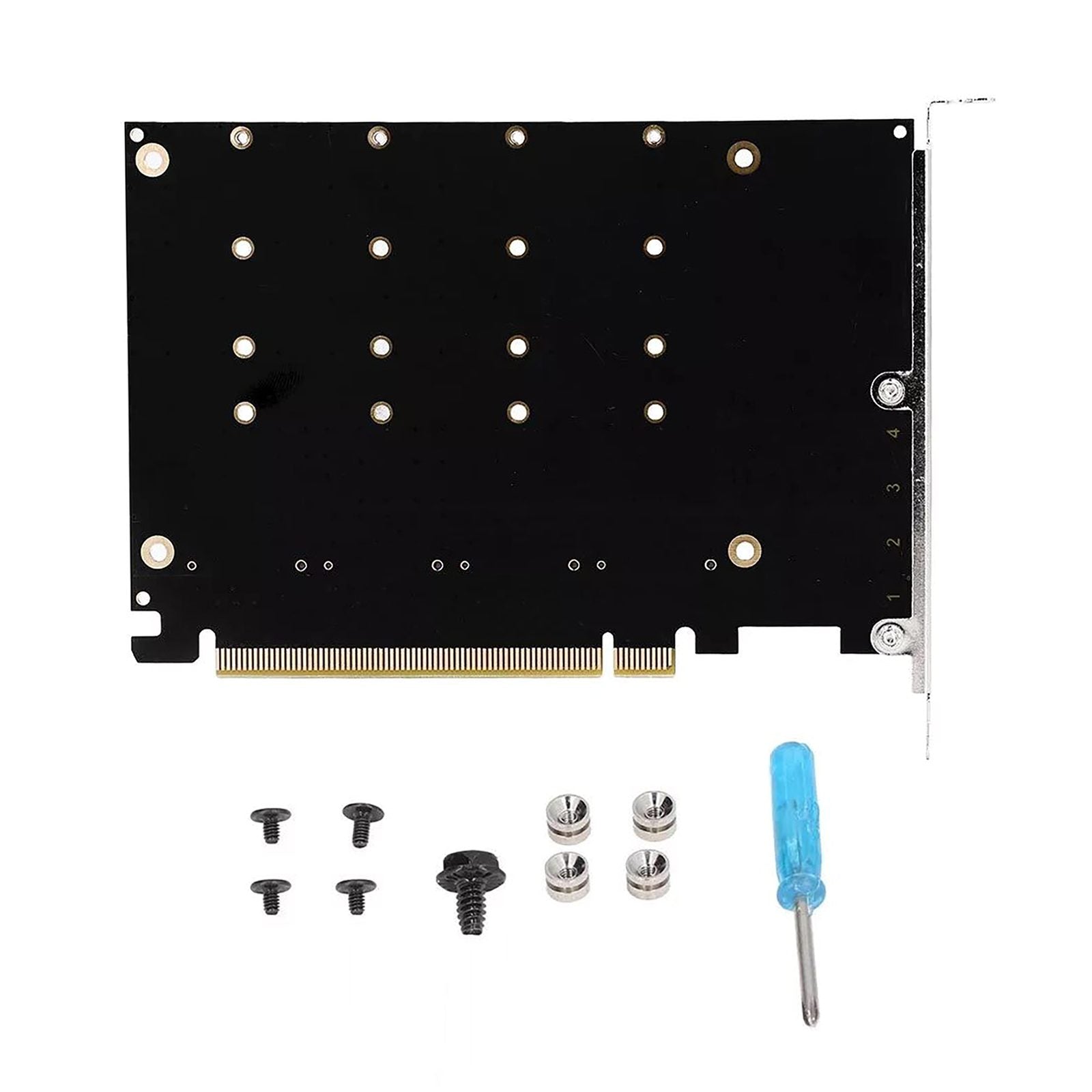 M.2 NVME SSD to PCIE X16 Adapter 4 Port NVMe to PCI-e Host Expansion Card Support 2230/2242/2260/2280