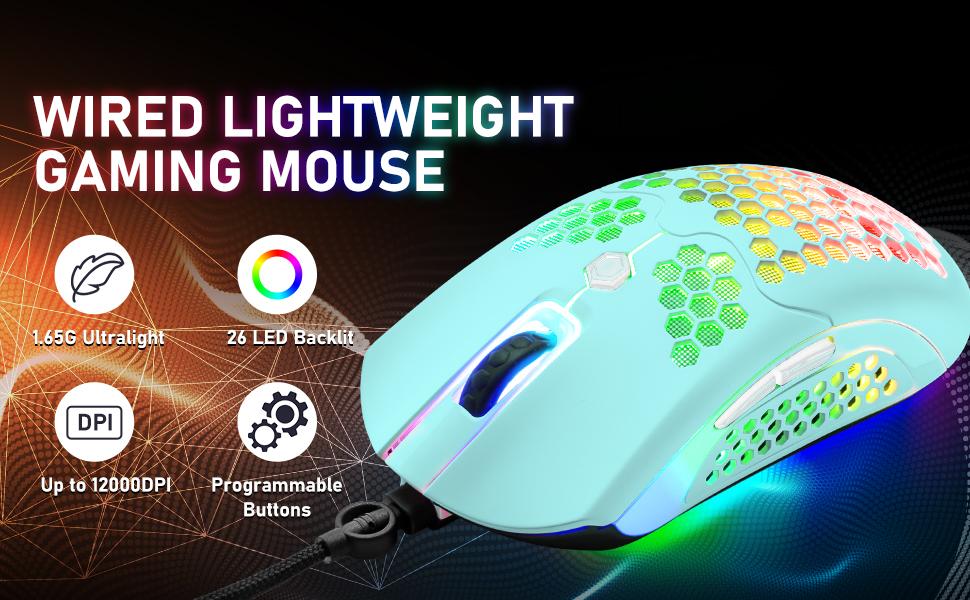 ZIYOU LANG Wired Gaming Keyboard and Mouse Combo,Blue LED Backlit Mechanical Keyboard
