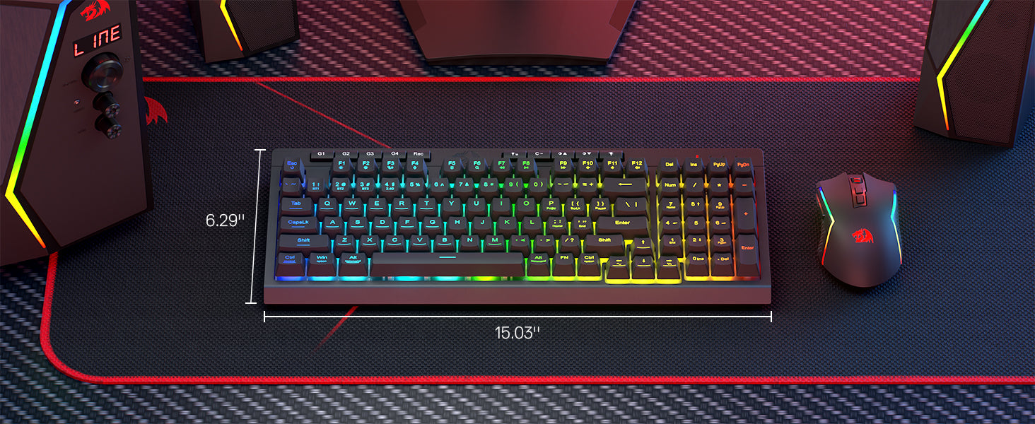 Redragon S142 Wireless Gaming Keyboard & Mouse Combo, 98 Keys K515 PRO Wireless  Keyboard and4800 DPI  2.4Ghz Gaming Mouse