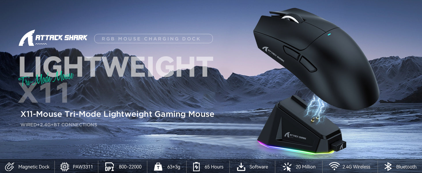 MAMBASNAKE x ATTACK SHARK X11&X60HE Mechanical Wireless Gaming Combo,Rapid Trigger Magnetic Switches 8K Keyboard