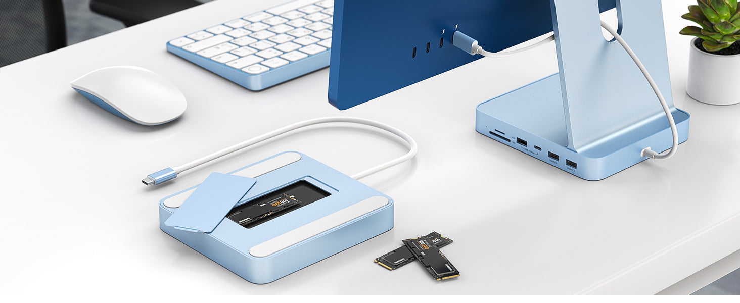 Minisopuru USB C Hub for iMac 24inch 2021/2023/2024 Support M.2 NVMe SSD iMac Accessories with USB C A 10Gbps SD TF iMac USB Hub