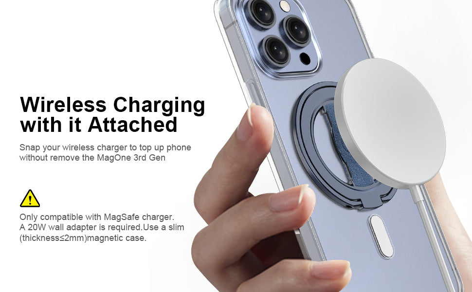 EWA MagOne 3rd Gen Compatible with MagSafe Phone Holder, Removable Magnetic Ring Holder Kickstand Ring for iPhone 16,15,14,13,