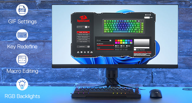Redragon K724 PRO Wireless Gasket Gaming Hype Screen & Knob, 81-Key Mechanical Keyboard,Easy-Control 1.14’’ TFT Info Display