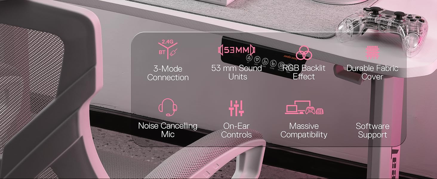 Redragon H510 PRO 3-Mode RGB Gaming 7.1 Surround Sound Headset,53MM Audio Drivers in Memory Foam Ear Pads Headphone