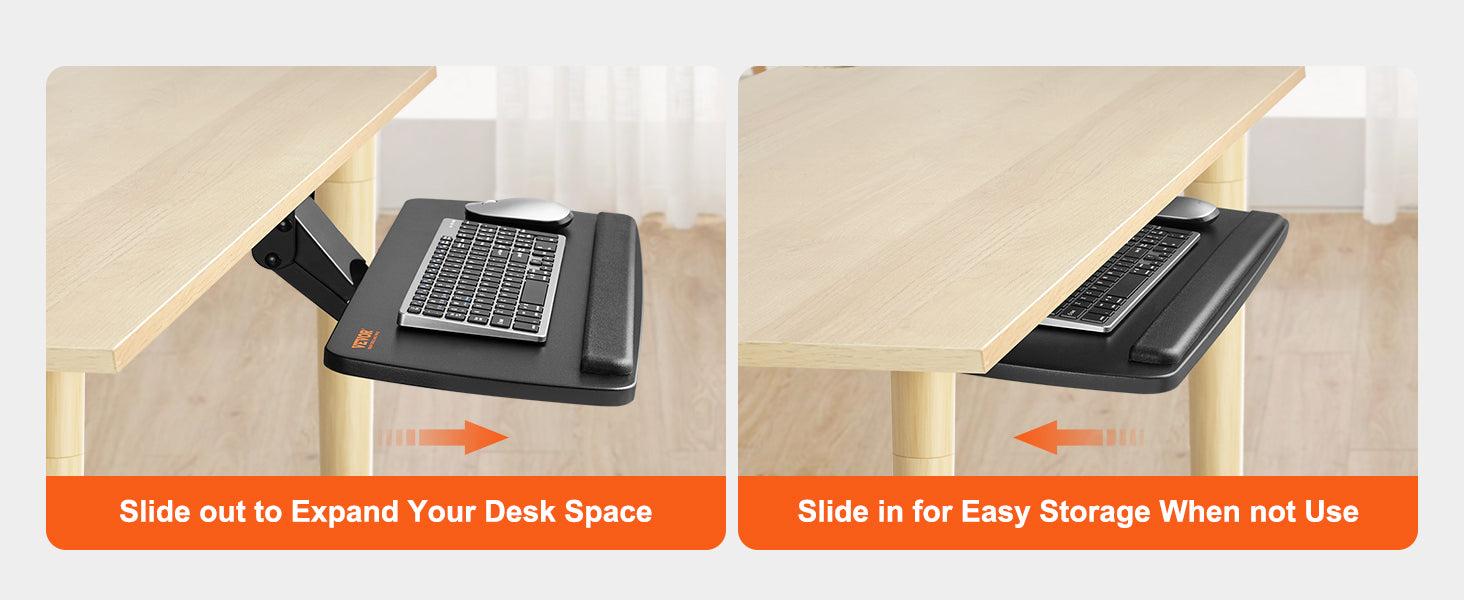 SucceBuy Keyboard Tray under Desk Adjustable Height & Angle Keyboard Tray Slide out & Holder for Typing in Home and Office Work